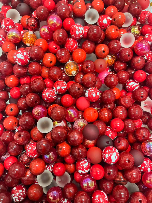 【For pen】Red Acrylic beads mix  BOGO